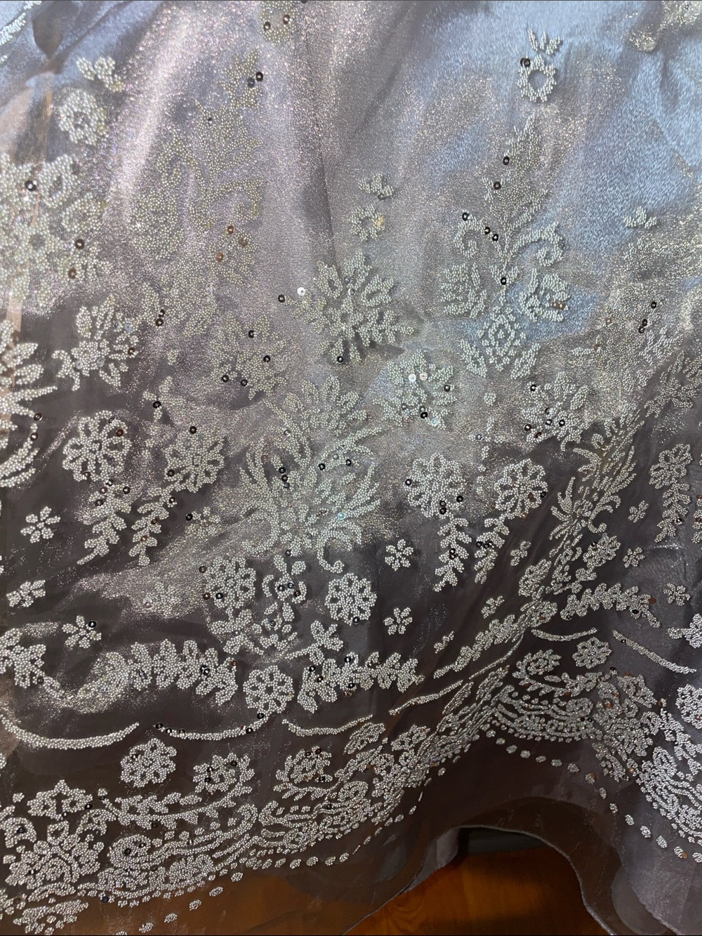Whimsigoth Fairycore Vintage beaded satin and sheer Cachet skirt M - Picture 10 of 10